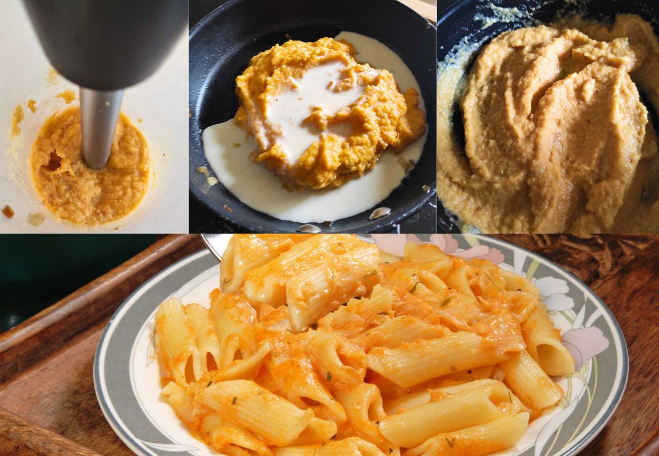 como cocinar pasta con salsa de calabaza